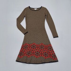 New York & Company Sweater Dress Size Small Geometric Floral Print Knit Mini